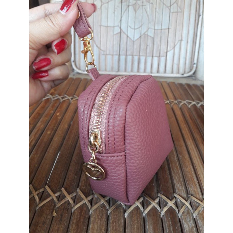 Dompet Wanita Papirut  Koin Intan WIDIANA Terlaris COD-Dusty pink