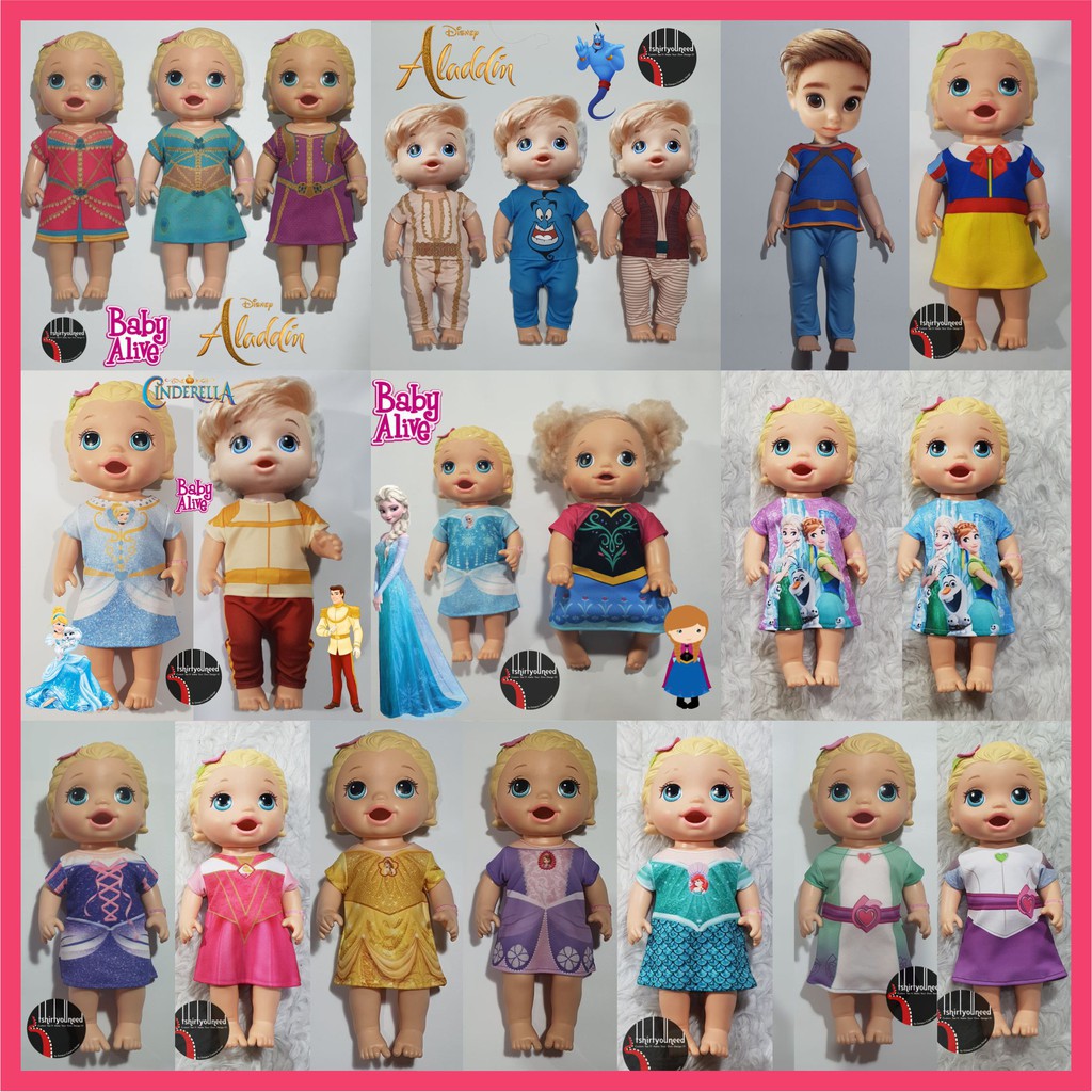  Baju  Boneka  Baby Alive Jasmine Snow White Cinderella Moana 