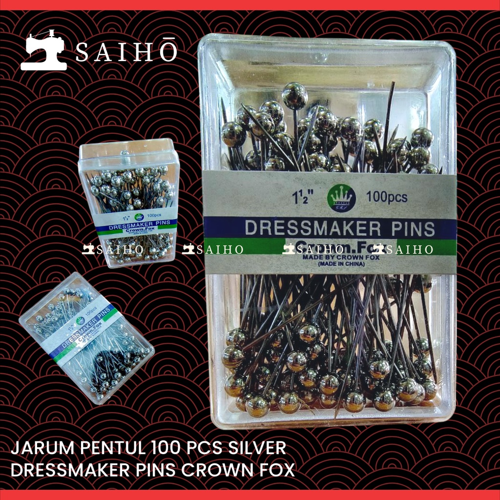 [CROWN FOX] Jarum Pentul Dressmaker Metalic Silver 100 pcs