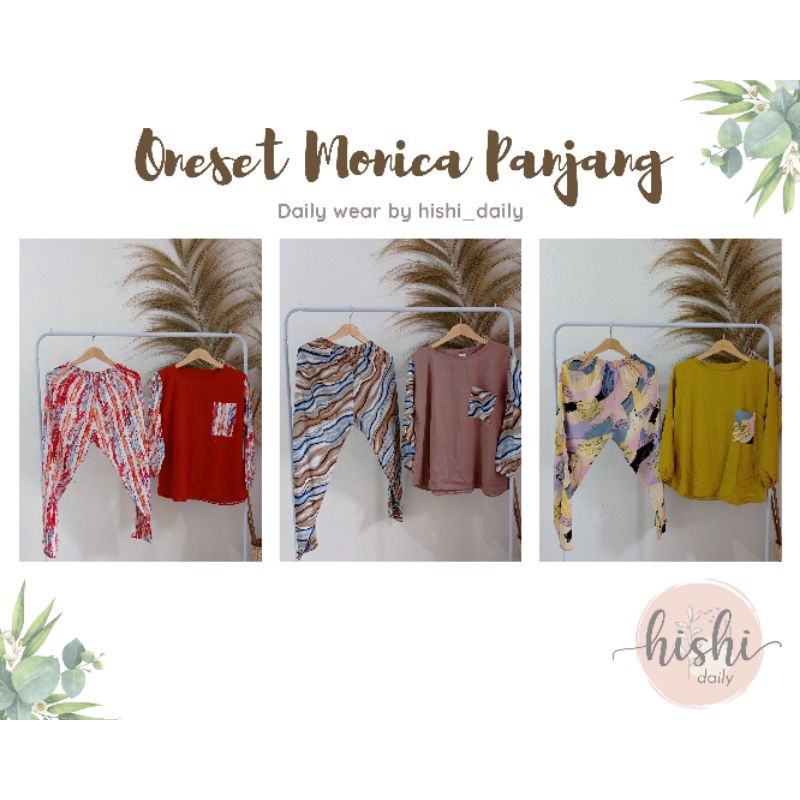 ONESET PANJANG MONICA RAYON VISCOSE BAJU TIDUR PIYAMA LUCU BY Hishi_daily