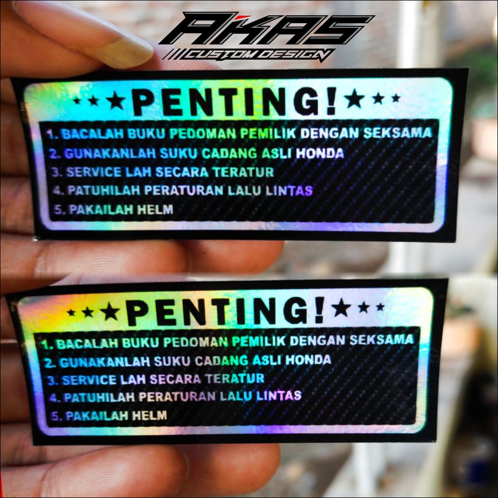 Sticker Penting Gas Honda Gank Hologram Stiker Racing