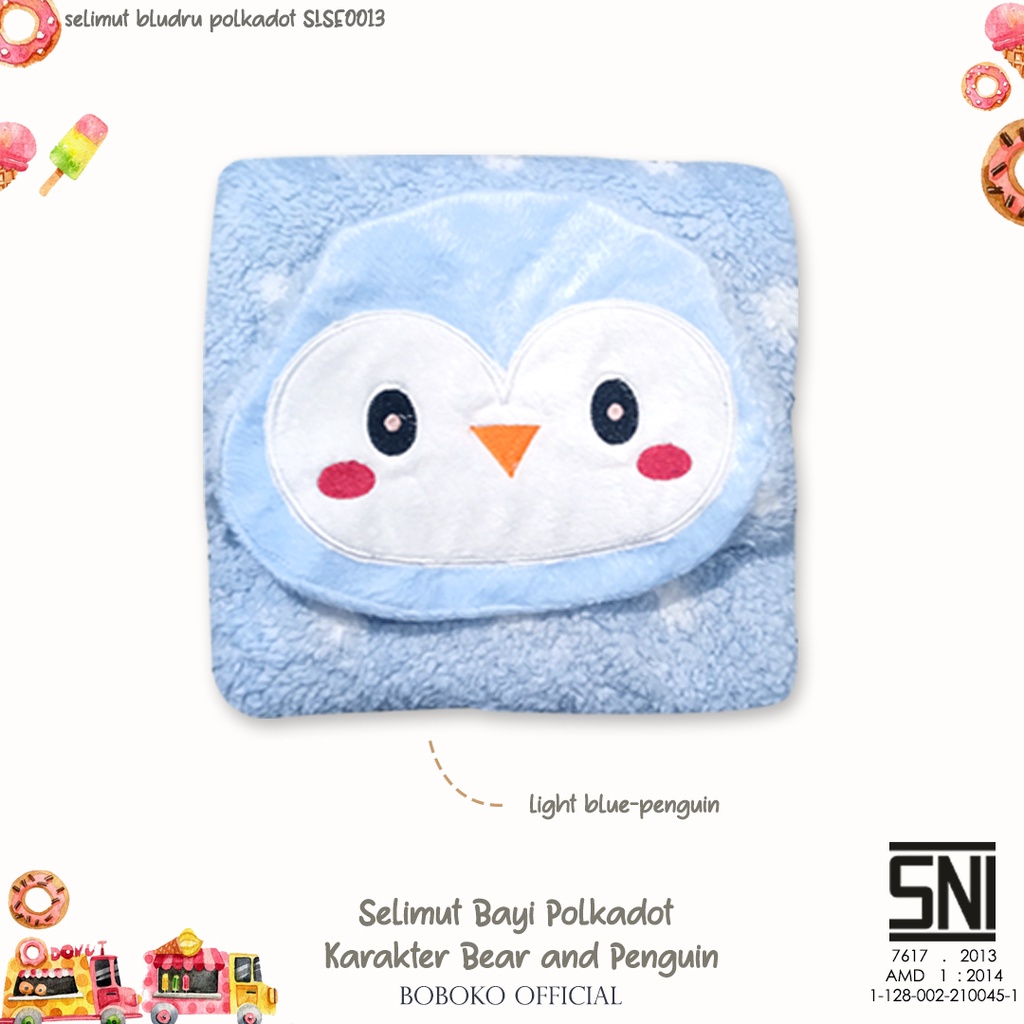 BOBOKO Selimut Bayi Bulu Premium Bear and Penguin 78x71 SLMT2