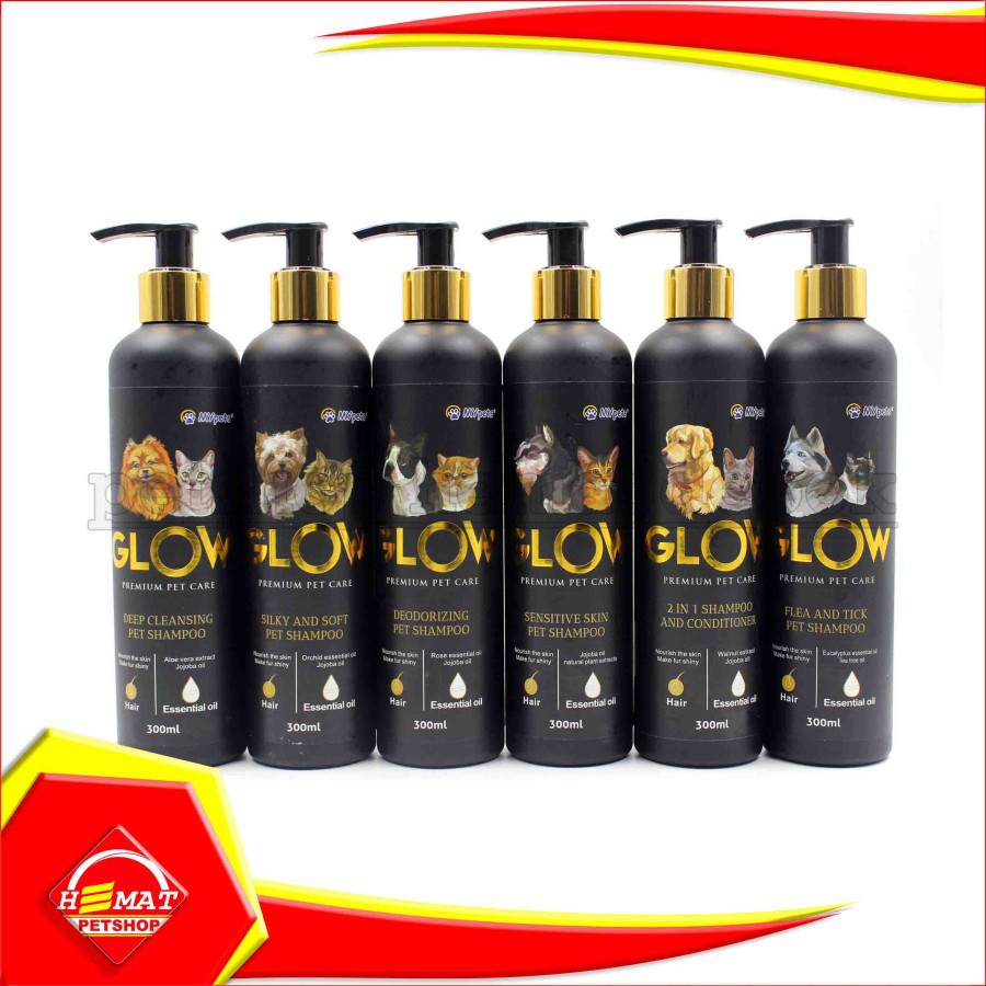 Shampoo hewan Kucing Anjing Glow 300 ml Pet Shampo silky bulu kutu extra conditioner 300ml