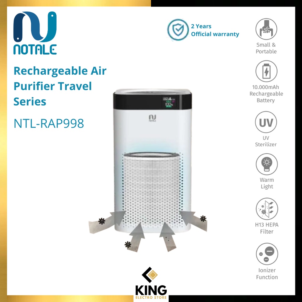 Jual Notale Air Purifier Travel Series Rechargeable HEPA 13 UV Killer