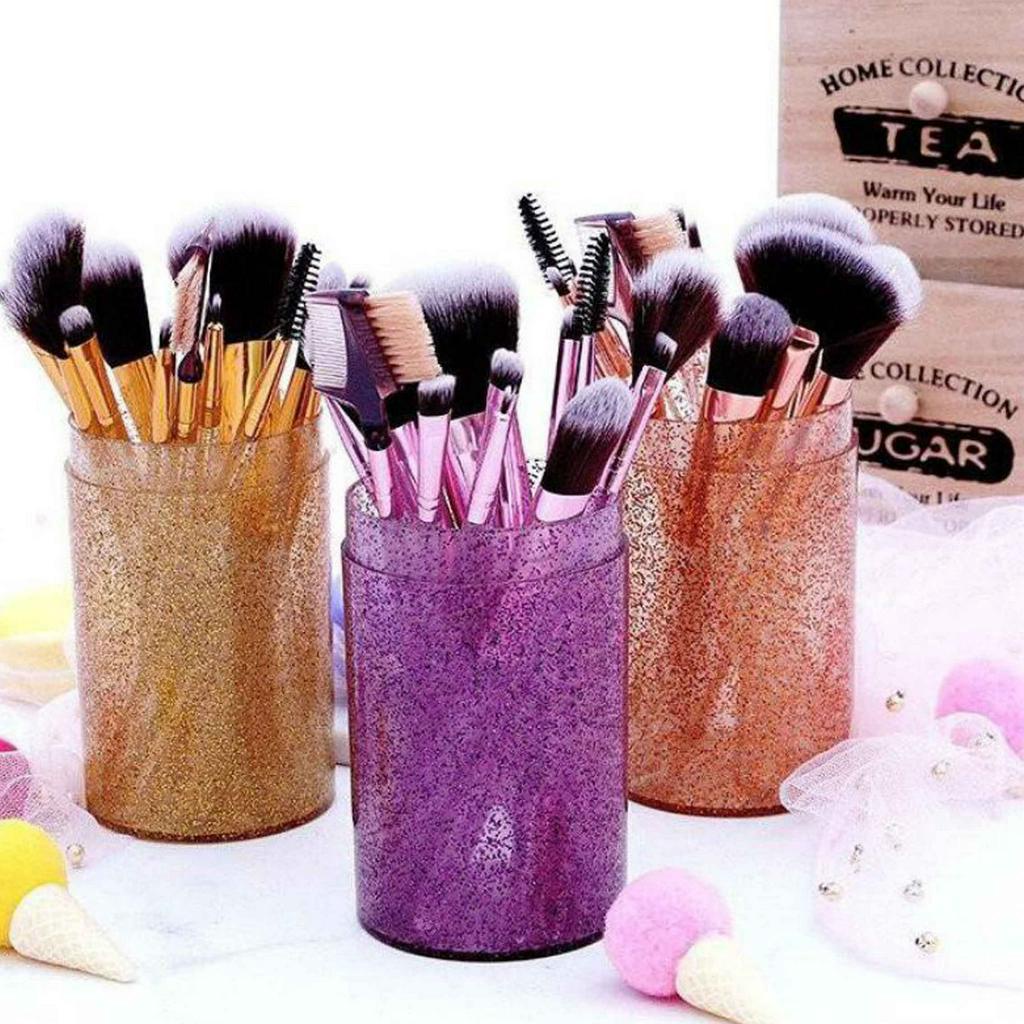 Brush Make Up / Kuas Tabung Glitter / Kuas Rias Bling / 1 Set Isi 12pcs