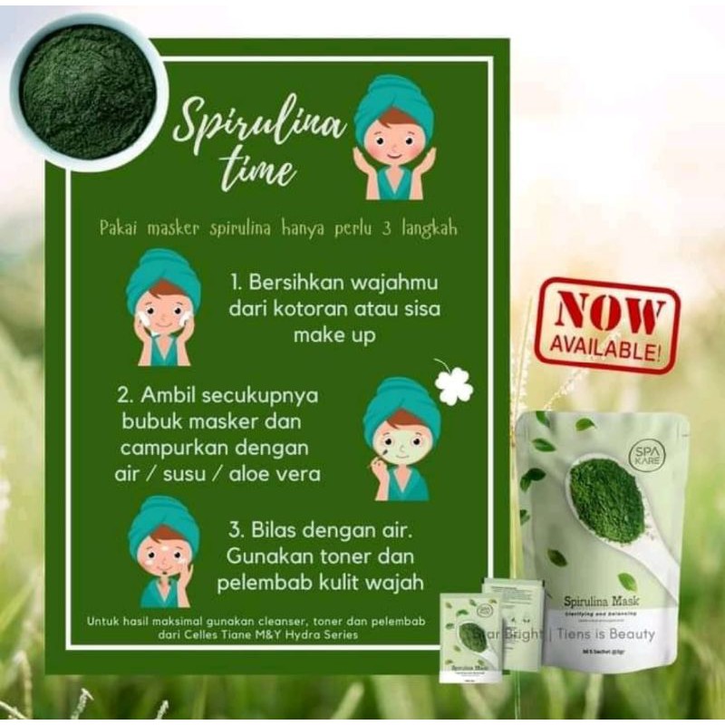 Spakare Spirulina Mask Tiens /Masker Wajah Terbaru / Kemasan Full 5 Sachet