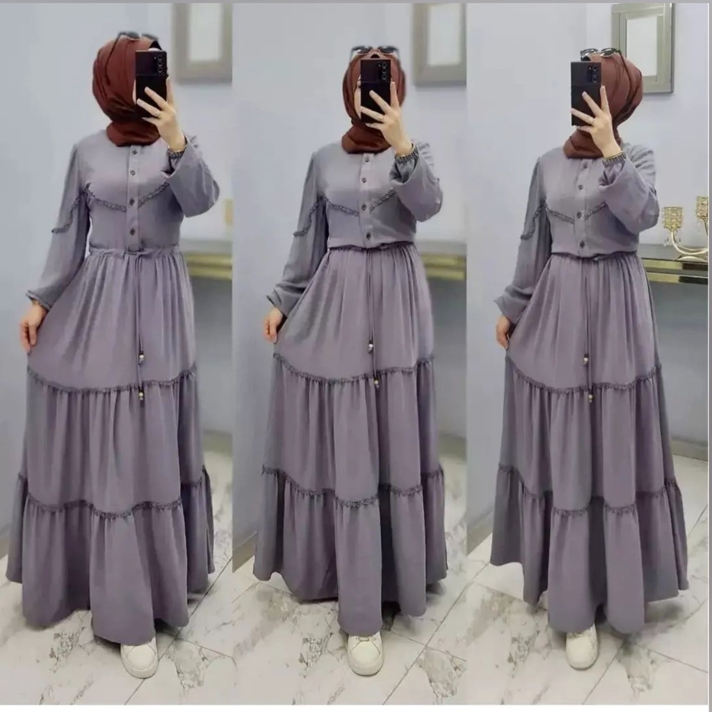 NEW- Natalia Dress Bahan Ceruti / Gamis Polos / Gamis Wanita Bahan Ceruti Premium Harga Murah / Gamis Kondangan