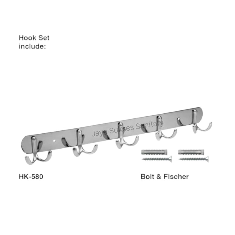 Kapstok Stainles - Gantungan Baju Hook 2 Cabang 5 Kait - Hanger Baju Stainles Steel Bagus  | Capstok 5 Kait Stainless