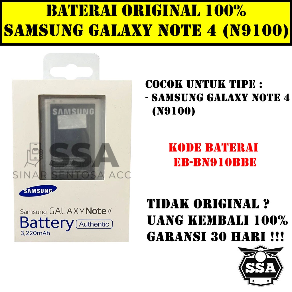 Baterai Original 100% Samsung Galaxy Note 4 N9100 EB-BN910BBE N910 Batre Batrei Batrai Battery Note4 Ori HP Awet Garansi