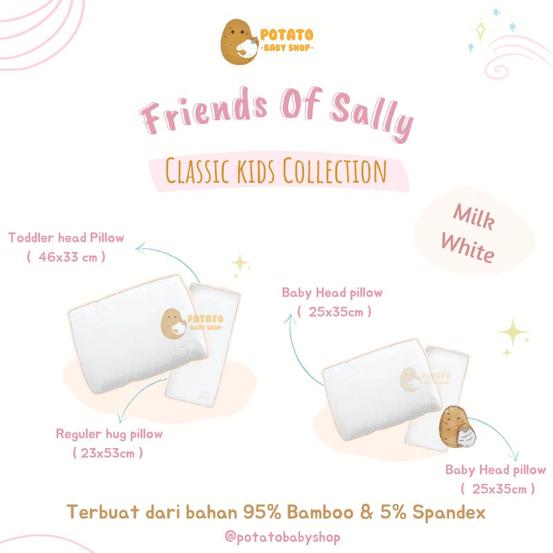 Friends Of Sally Classic Collection - Mini Hug, Regular Hug, Baby Head, &amp; Toddler Head Pillow