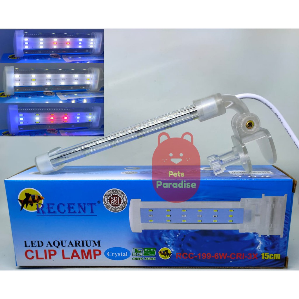 Lampu Jepit Aquarium LED RECENT RCC 6W CRI Aquarium Aquascape 15 cm