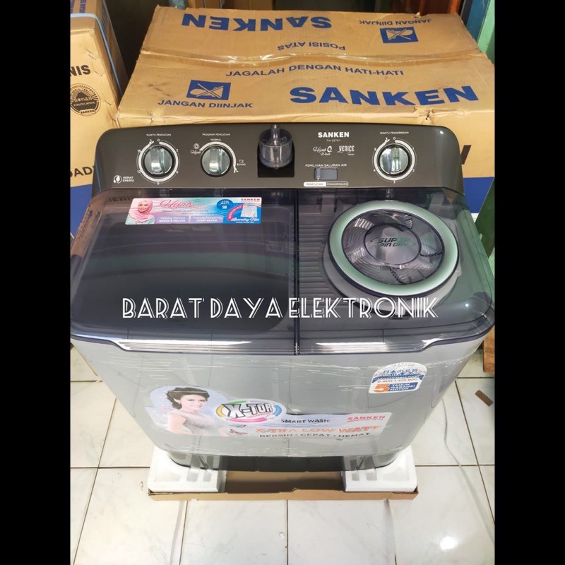 Mesin Cuci Sanken 2 Tabung  TW-927HGY Kapasitas 9 Kg Mesin Cuci Low Watt Hijab Series Low Watt 250 Watt