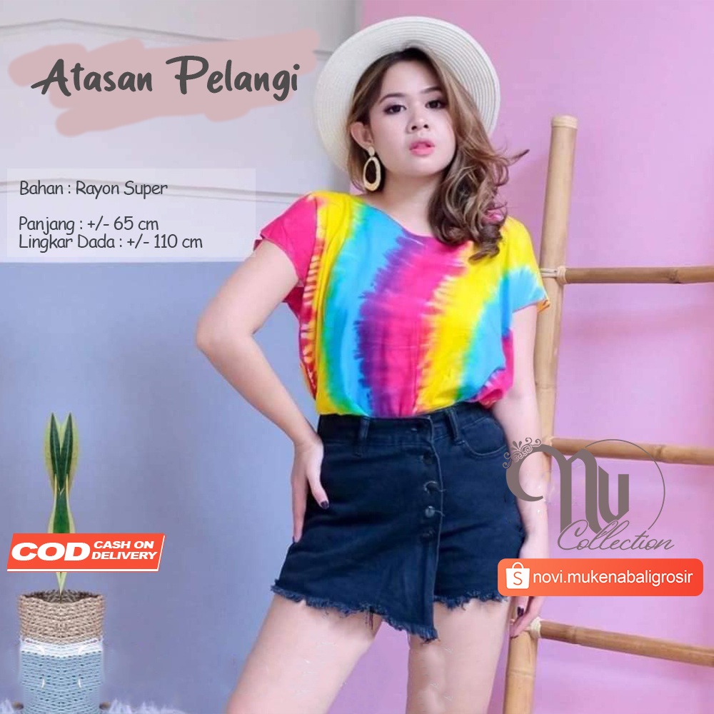 BAJU ATASAN PELANGI BALI/ TIEDYE XL KAIN HALUS DAN DILIPAT JAHIT