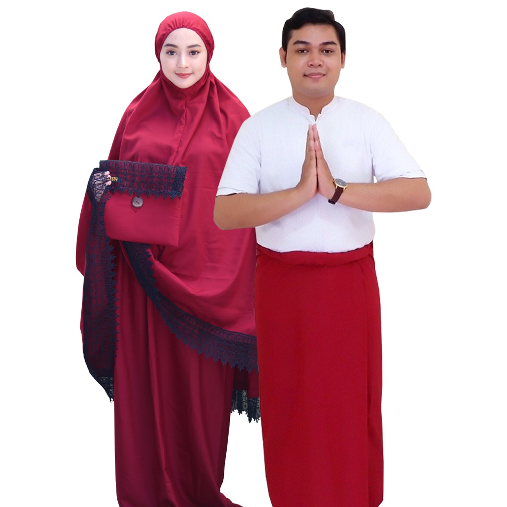 Paket Couple Daily Ghania & Sarung Maroon by Parisku