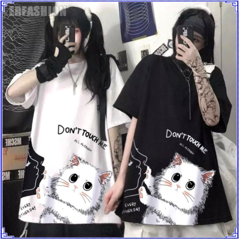 Inemstore - Kaos Oversize Don't Touch Me & Don't Kiss Me | Baju Atasan Wanita Kaos Longgar Distro Pr