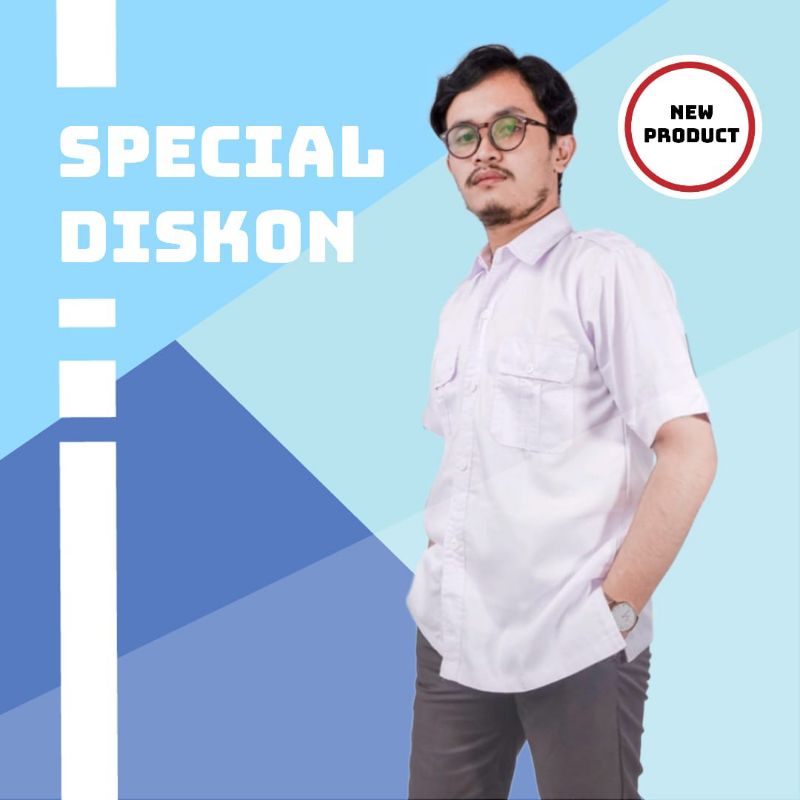 baju dinas pria/Seragam Pns Pria Putih/ Baju Kerja Atasan Pdh Pns Putih/Baju Satpam/Hem Putih Pendek