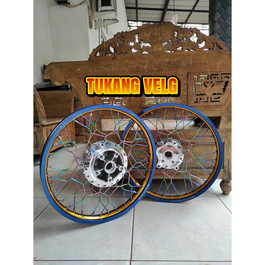 Velg jari jari Jupiter MX king paketan ring 17 TDR TwoToone ruji stell ulir kepang