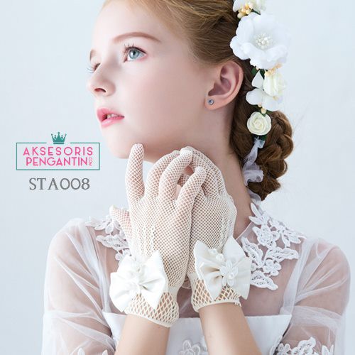 [STOK TERBATAS] CHILD GLOVES AKSESORIS WEDDING SARUNG TANGAN ANAK PUTIH STA008