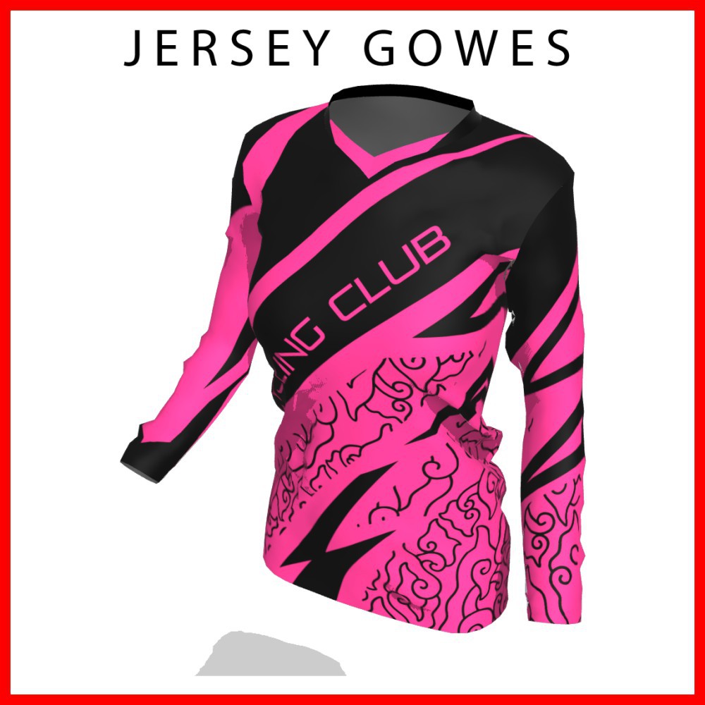 Baju Kaos Jersey Sepeda Gowes Wanita Cewek Perempuan Lengan Panjang Printing-59