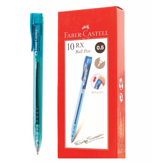 

Ballpoint Faber-Castell RX 0.5mm Tinta Hitam, Barrel Cyan-1 Box 10 pcs MURAH