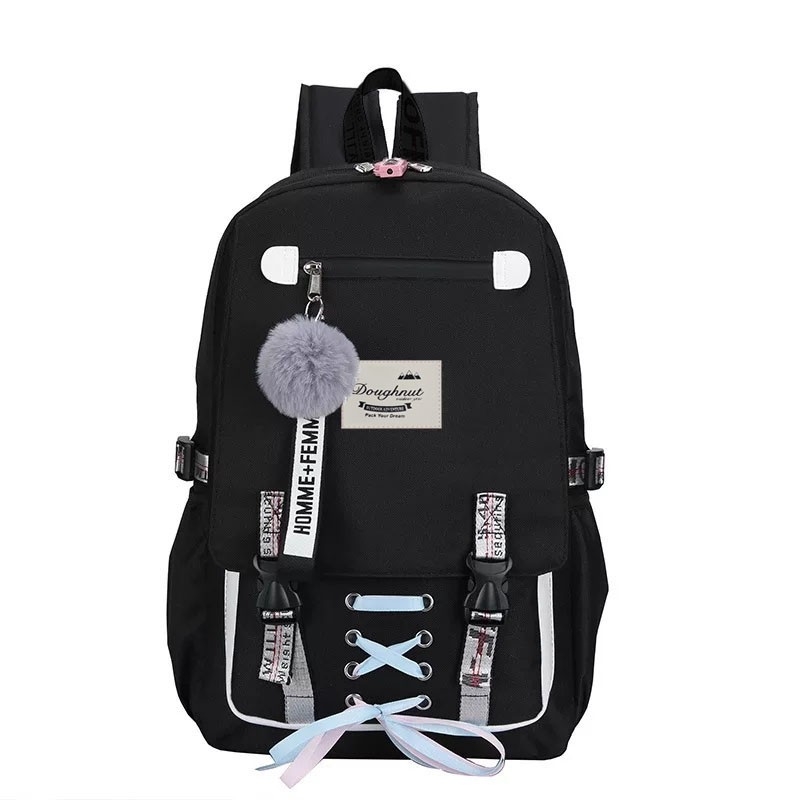 PTS - Ransel Korea Ransel Remaja Tas Korea Perempuan ( TIDAK DENGAN POM POM &amp; GANTUNGAN ) Tas Sekolah