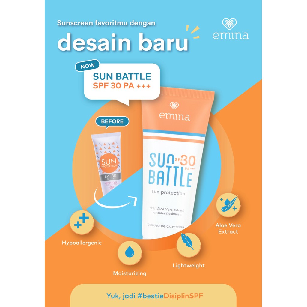 EMINA SUN BATTLE SPF30 PA+++ | SKIN BUDDY SUN PROTECTION SPF30 PA+++ 60ml