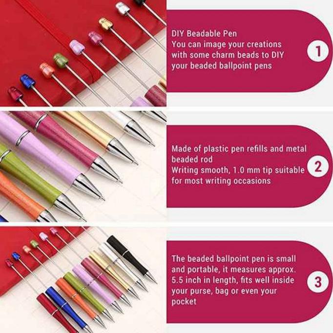 

40 Pcs Pena Manik-Manik Bahan Plastik Untuk Alat Tulis Sekolah Kantor
