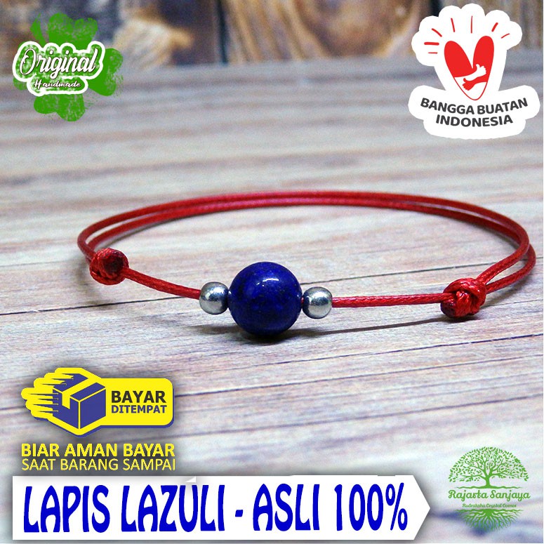 Gelang Model Twist Spacer Batu Lapis Lazuli Bahan Anti Air