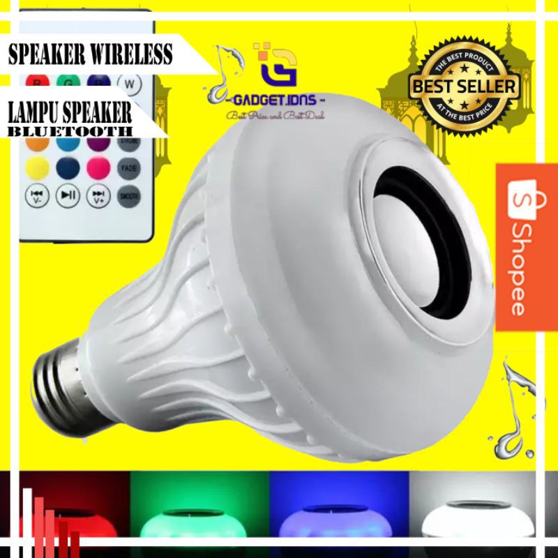 Speaker Spiker Speker Salon Mp3 Bluetooth Bloetooth Blutut Wireless Lampu Musik Bohlam LED