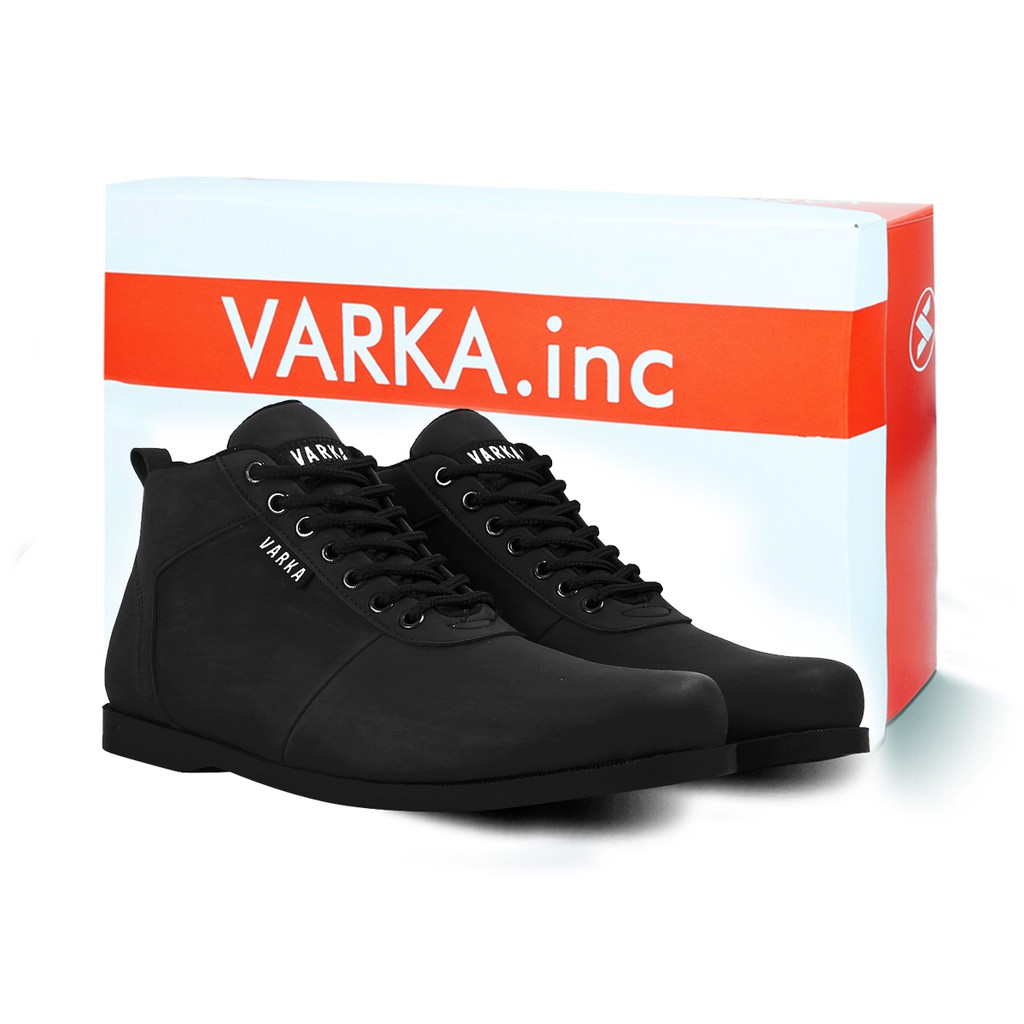 Sepatu Casual Pria Terbaru V 42812 Brand Varka Sepatu Boots Kulit Sintetis Kuliah Kerja Warna Hitam