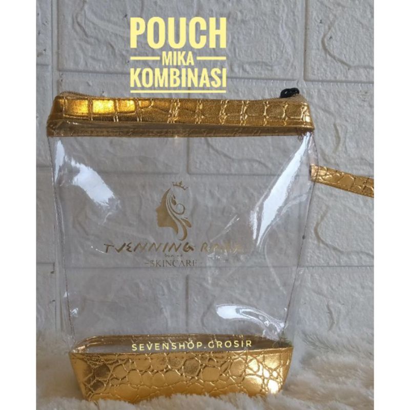 pouch kosmetik dompet custom mika kombinasi croco gold