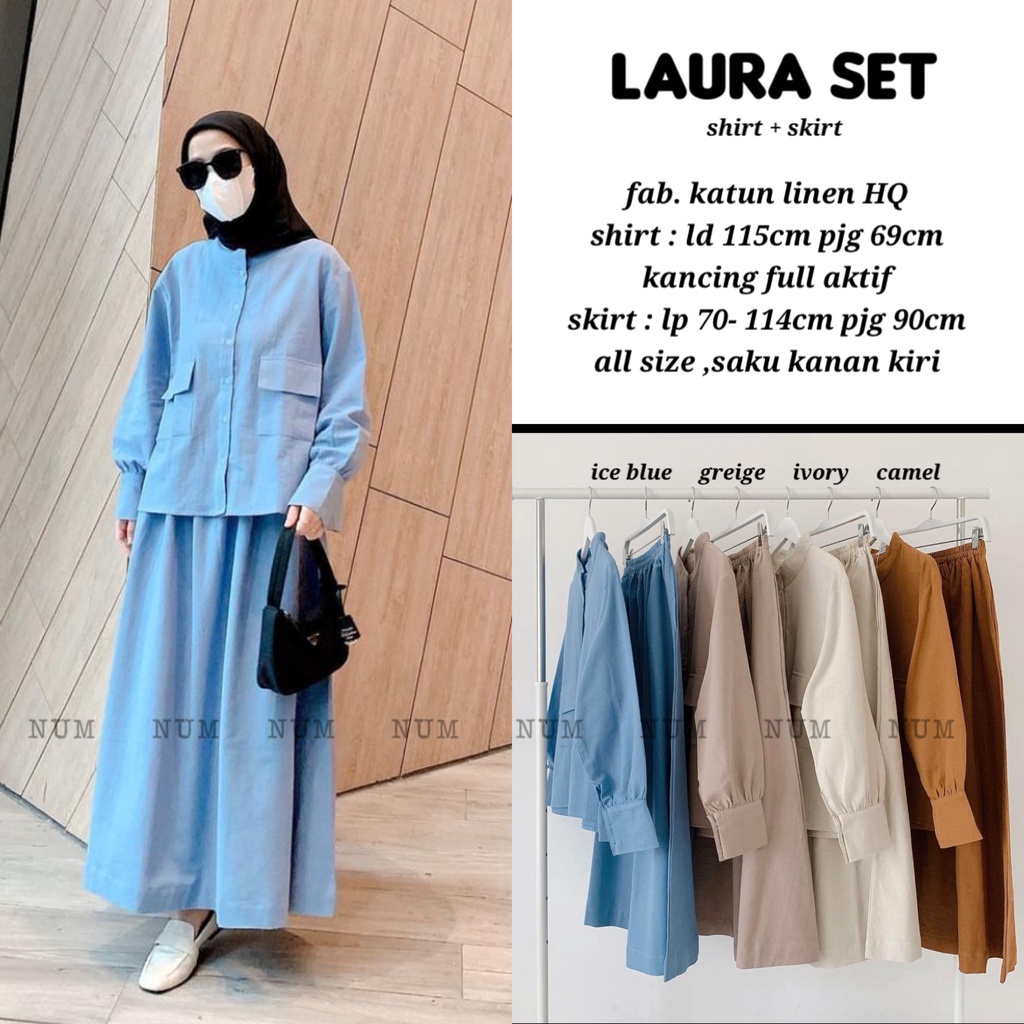 Laura set ( shirt + skirt ) setelan rok wanita kekinian