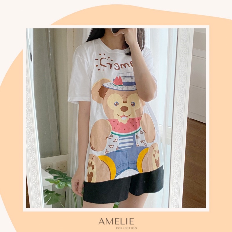 Oversized Tee Kaos Mickey Pooh Barbie Lucu