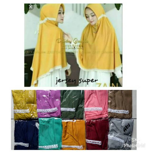 Jilbab instan serut renda
