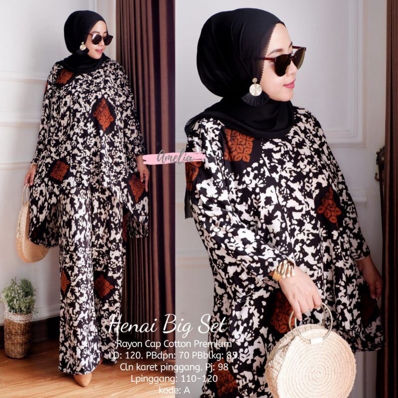 Setelan Wanita Sogan Ceplok Henai Big Set COLET Batik Cap Rayon Samitex | Setelan Wanita | BATIK CAP COLET | RAYON SAMITEX | Premium Quality | COD