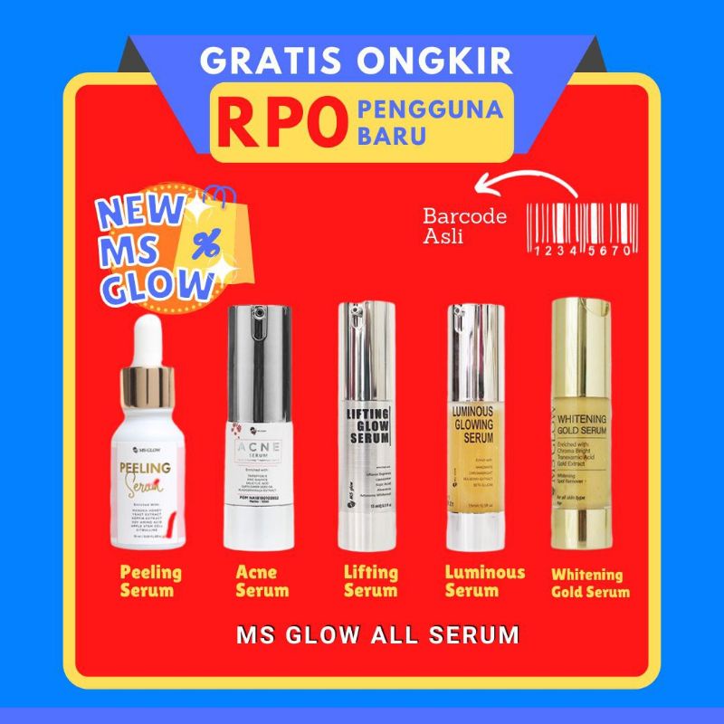 Serum MS GLOW - Serum Luminous Glowing / Whitening Gold Serum / Lifting Glow Serum / Acne Serum / Cell Dna Serum / Msglow Original BPOM