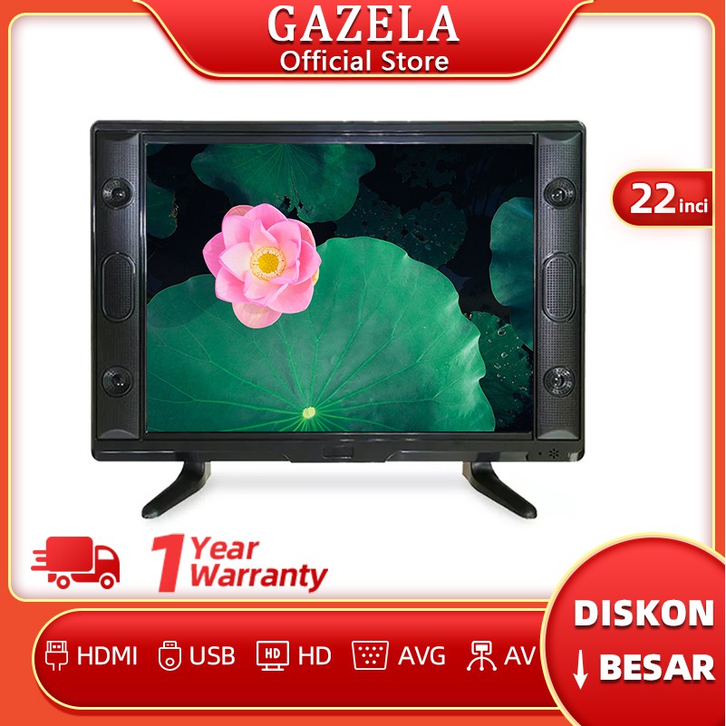 Gazela  TV LED 22 inci LED TV Analog & Digital HD Dukungan USB HDMI Monitor Komputer/CCTV/PS3 HOT