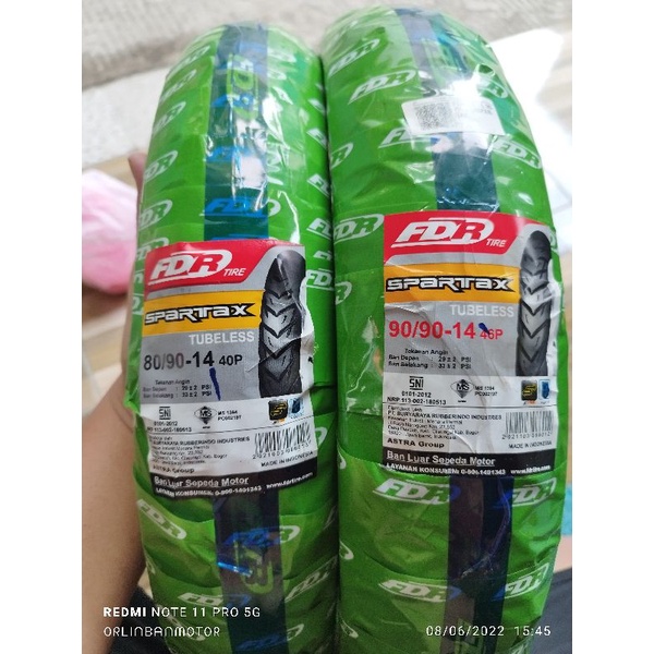 Ban Set FDR Spartax Tubles Vario150/Ban Lengkap Beat Street FDR Spartax/Ban Depan Belakang Mio Soul 