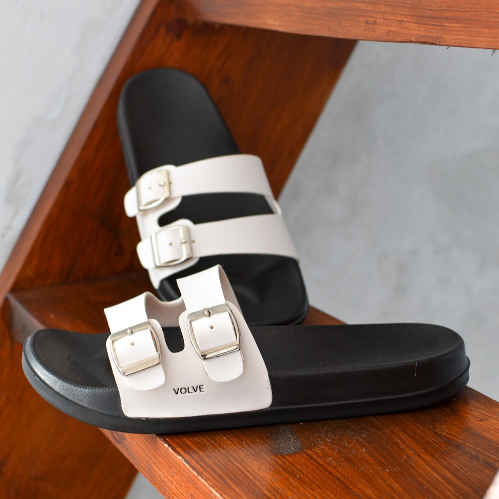 Prime White | Sandal Slide EVA Hitam Ringan Strap Santai Simpel Pria Laki Sendal Ori | FORIND Volve