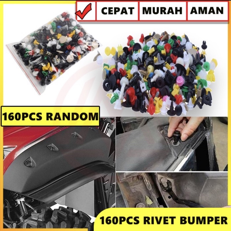 Baut rivet mobil 160 pcs warna warni murah....