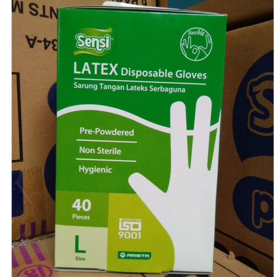 Sarung Tangan Latex Sensi isi 40 pcs-Sensi Latex Disposible  Glove Non Powder