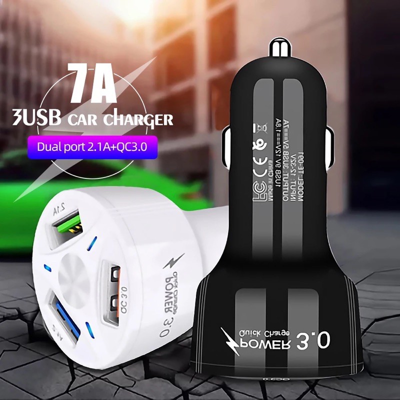 CAR CHARGER/CHARGER MOBIL 7A 3USB Qualcomm 3.0 Fast Charging