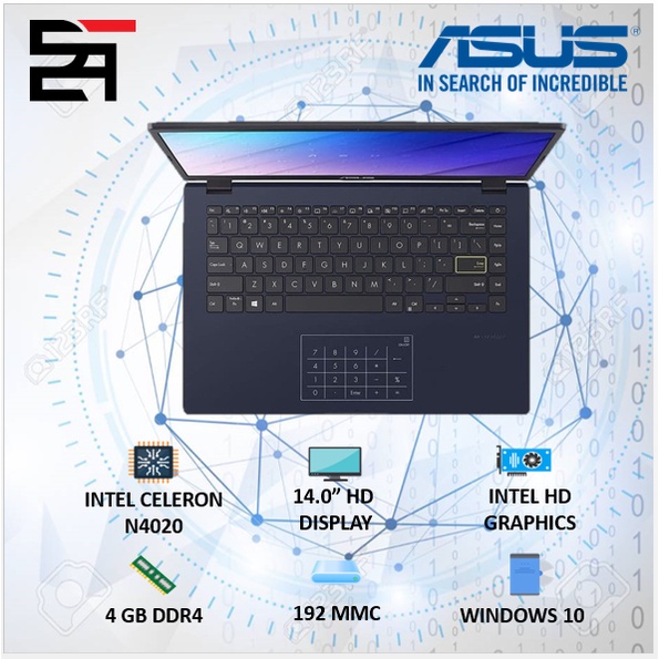 Laptop Asus E410MA INTEL N4020 RAM 4GB 128/192GB 14HD WINDOWS 10-E410MA BLUE 192/14in