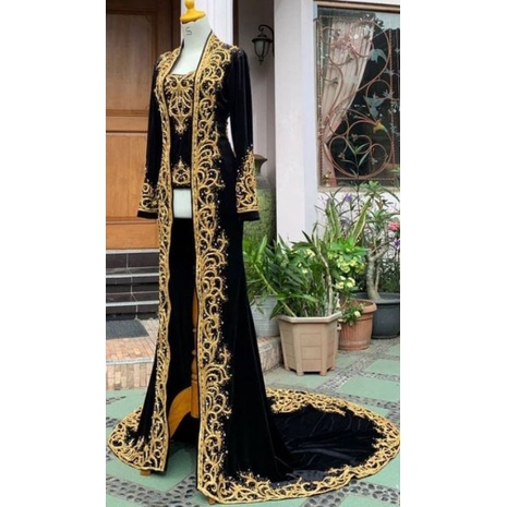 kebaya bludru kutu baru full bordir payet/kebaya bludru kutu baru/kebaya ekor pengantin