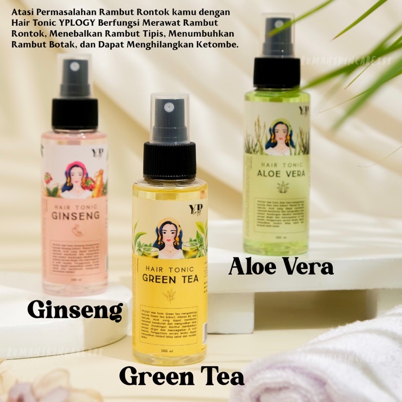 YPLOGY Hair Tonic 100ml Ginseng/Green Tea/Aloe Vera Untuk Rambut Rontok, Rambut Botak, Rambut Tipis