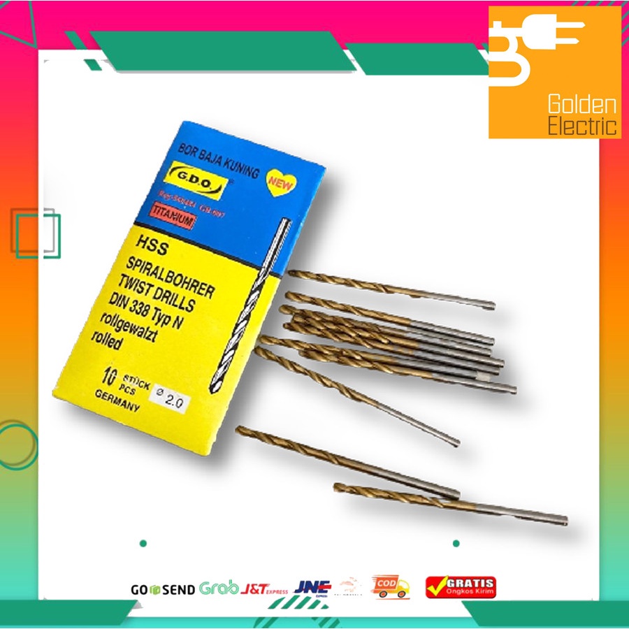 Mata Bor Besi Baja Kuningan 2mm 2 mm GDO KUAT Germany Twist Drill AWET