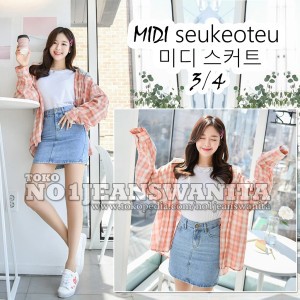 Rok jeans pendek tulang//Rok pendek snow//Rok jeans kekinian Rok murah Reselting depan