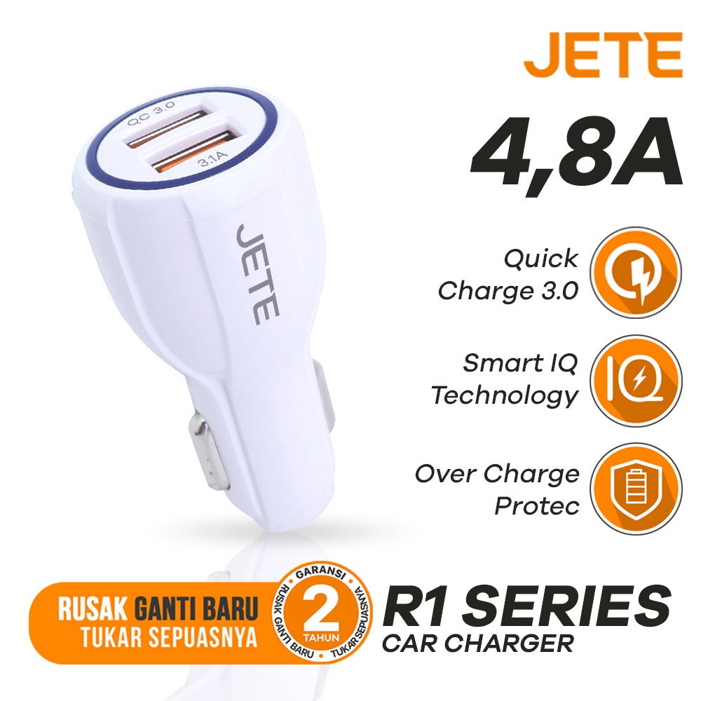 Car Charger | Charger Mobil  Fast Charging  Dual Output JETE R1 - Garansi 2 Tahun