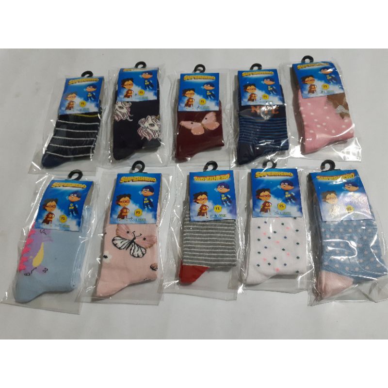 (ISI 12 PASANG KAOS KAKI KEMASAN MOTIF ANAK COWO DAN CEWE TK/SD (RANDOM)