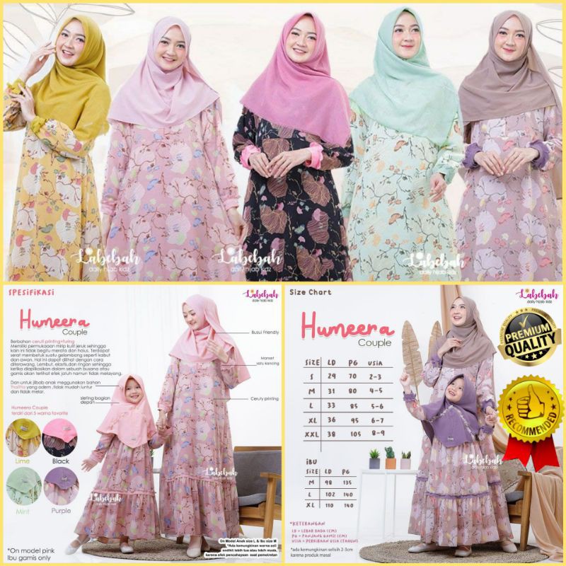 Baju Gamis Syari Couple Ibu dan Anak Perempuan Wanita Dewasa Muslim Terbaru Kapel Kapelan Keluarga